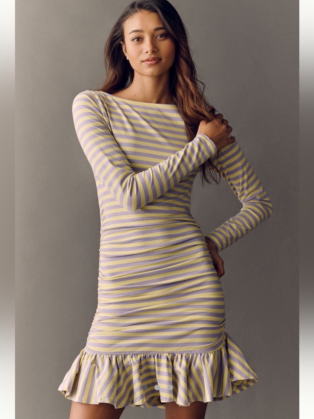 Anthropologie Daily Practice Dropped Waist Long Sleeve Mini Dress, Size M, NWT